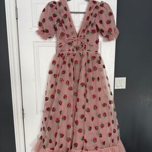 Lirika Matoshi Strawberry Midi Dress — New, Never Worn